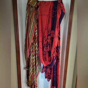 2 *TWO* BEAUTIFUL SAREE WRAPS. 18FT LONG PURPLE/RED Some sequins. ORANGE FLORAL
